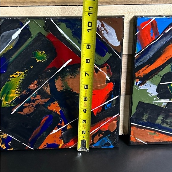 Original Acrylic Painting 2 Canvases Titled Eclectic Motion Colorful Wall Art - Picture 6 of 11